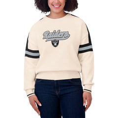 Las Vegas Raiders WEAR by Erin Andrews Women's Stripe Pullover Sweater Cream - NFL