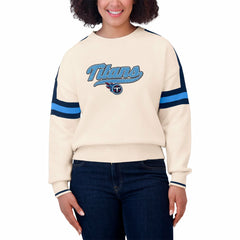Tennessee Titans WEAR by Erin Andrews Women's Stripe Pullover Sweater Cream - NFL