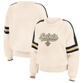 New Orleans Saints WEAR by Erin Andrews Women's Stripe Pullover Sweater Cream - NFL
