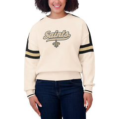 New Orleans Saints WEAR by Erin Andrews Women's Stripe Pullover Sweater Cream - NFL