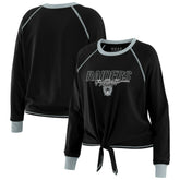 Las Vegas Raiders WEAR by Erin Andrews Women's Tie-Front Long Sleeve T-Shirt Black - NFL