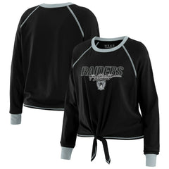 Las Vegas Raiders WEAR by Erin Andrews Women's Tie-Front Long Sleeve T-Shirt Black - NFL