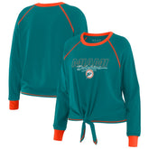 Miami Dolphins WEAR by Erin Andrews Women's Tie-Front Long Sleeve T-Shirt Aqua - NFL
