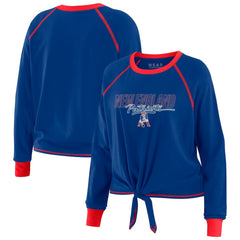 New England Patriots WEAR by Erin Andrews Women's Tie-Front Long Sleeve T-Shirt Royal - NFL