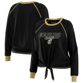 New Orleans Saints WEAR by Erin Andrews Women's Tie-Front Long Sleeve T-Shirt Black - NFL