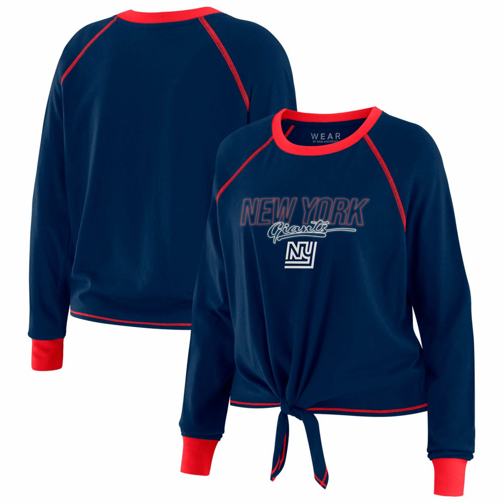 New York Giants WEAR by Erin Andrews Women's Tie-Front Long Sleeve T-Shirt Royal - NFL