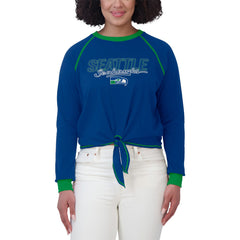Seattle Seahawks WEAR by Erin Andrews Women's Tie-Front Long Sleeve T-Shirt Royal - NFL
