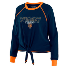 Chicago Bears WEAR by Erin Andrews Women's Tie-Front Long Sleeve T-Shirt Navy - NFL