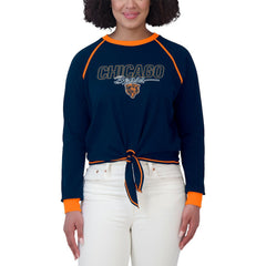 Chicago Bears WEAR by Erin Andrews Women's Tie-Front Long Sleeve T-Shirt Navy - NFL