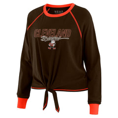 Cleveland Browns WEAR by Erin Andrews Women's Tie-Front Long Sleeve T-Shirt Brown - NFL