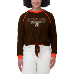 Cleveland Browns WEAR by Erin Andrews Women's Tie-Front Long Sleeve T-Shirt Brown - NFL