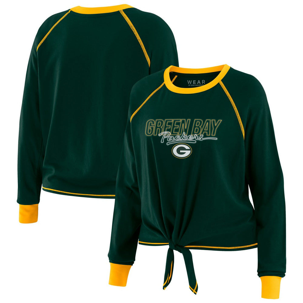 Green Bay Packers WEAR by Erin Andrews Women's Tie-Front Long Sleeve T-Shirt Green - NFL