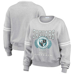 Jacksonville Jaguars WEAR by Erin Andrews Women's Cropped Pullover Sweatshirt Heather Gray - NFL