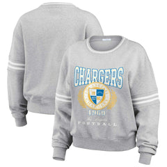 Los Angeles Chargers WEAR by Erin Andrews Women's Cropped Pullover Sweatshirt Heather Gray - NFL