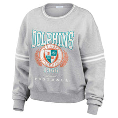 Miami Dolphins WEAR by Erin Andrews Women's Cropped Pullover Sweatshirt Heather Gray - NFL