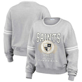New Orleans Saints WEAR by Erin Andrews Women's Cropped Pullover Sweatshirt Heather Gray - NFL