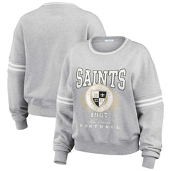 New Orleans Saints WEAR by Erin Andrews Women's Cropped Pullover Sweatshirt Heather Gray - NFL