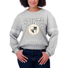 New Orleans Saints WEAR by Erin Andrews Women's Cropped Pullover Sweatshirt Heather Gray - NFL