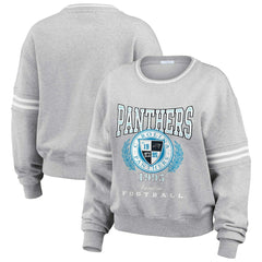Carolina Panthers WEAR by Erin Andrews Women's Cropped Pullover Sweatshirt Heather Gray - NFL
