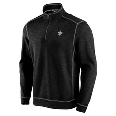 New Orleans Saints Tobago Bay Tri-Blend Half-Zip Sweatshirt Black - Tommy Bahama
