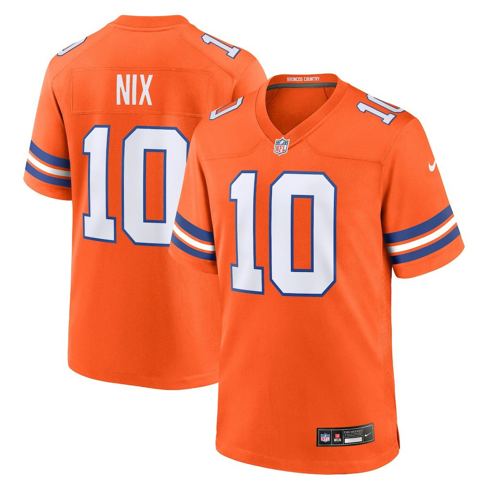 Bo Nix Denver Broncos Mile High Collection 1977 Throwback Player Game Jersey Orange - Nike