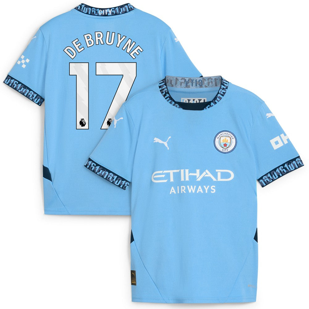 Puma Kevin De Bruyne Manchester City Youth 2024/25 Home Replica Player Jerseys - Light Blue