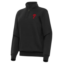 Philadelphia Phillies Antigua Women's Victory Quarter-Zip Sweatshirt On Sale