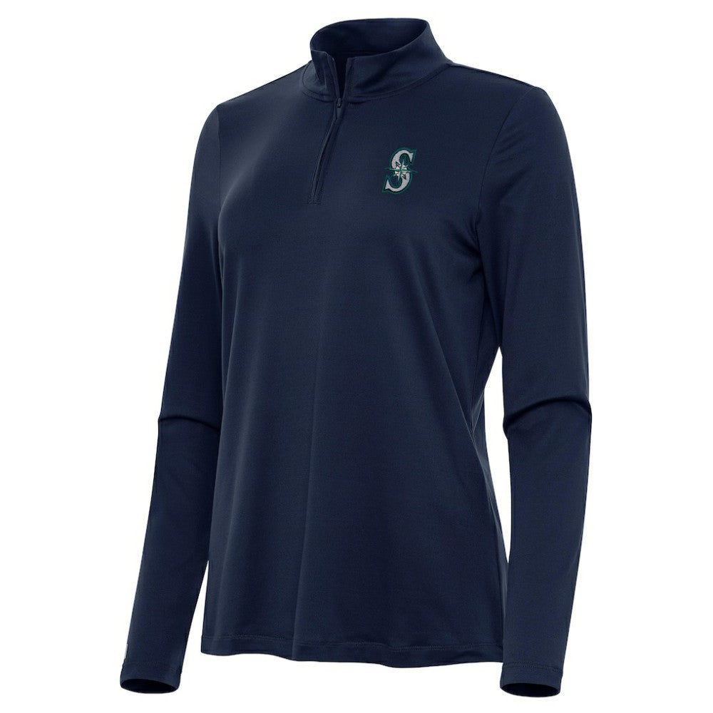 Seattle Mariners Antigua Women's Reprocess Quarter-Zip Top - Navy Lifestyle
