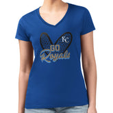 Kansas City Royals G-III 4Her by Carl Banks Women's Super-Slim Fit Lightweight Leopard Heart V-Neck T-Shirt On Sale