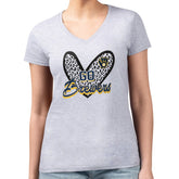 Milwaukee Brewers G-III 4Her by Carl Banks Women's Super-Slim Fit Lightweight Leopard Heart V-Neck T-Shirt Sale