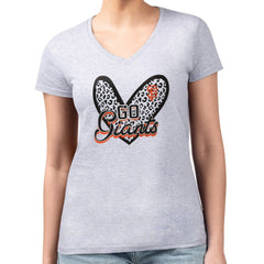 San Francisco Giants G-III 4Her by Carl Banks Women's Super-Slim Fit Lightweight Leopard Heart V-Neck T-Shirt Clearance