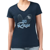 Tampa Bay Rays G-III 4Her by Carl Banks Women's Super-Slim Fit Lightweight Leopard Heart V-Neck T-Shirt Near Me