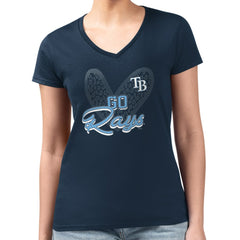 Tampa Bay Rays G-III 4Her by Carl Banks Women's Super-Slim Fit Lightweight Leopard Heart V-Neck T-Shirt Near Me