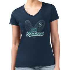 Seattle Mariners G-III 4Her by Carl Banks Women's Super-Slim Fit Lightweight Leopard Heart V-Neck T-Shirt discount