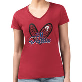 Philadelphia Phillies G-III 4Her by Carl Banks Women's Super-Slim Fit Lightweight Leopard Heart V-Neck T-Shirt discount
