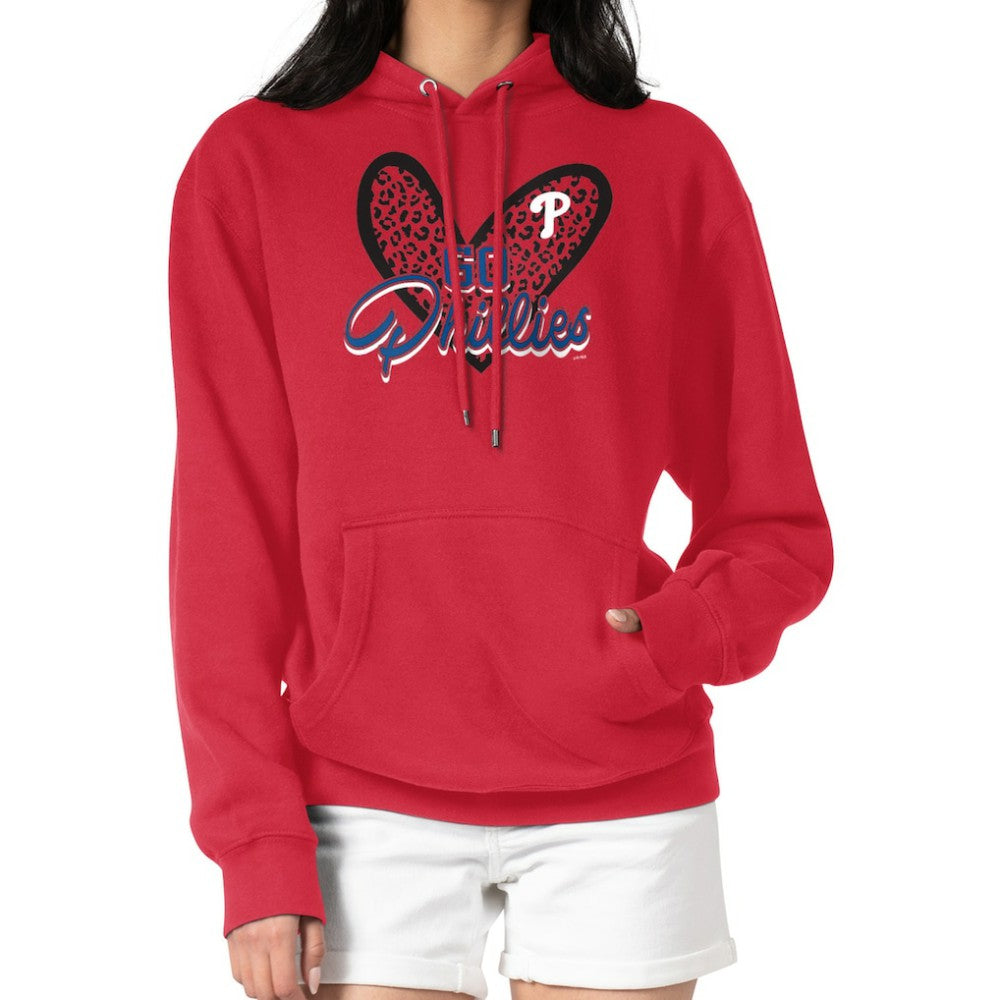 Philadelphia Phillies G-III 4Her by Carl Banks Women's Leopard Heart Pullover Hoodie Lifestyle
