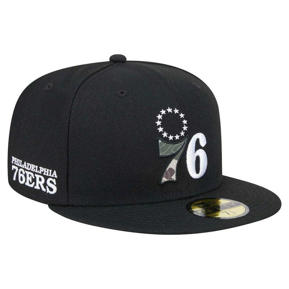 New Era - Philadelphia 76ers Camo Print UV 59FIFTY Fitted Hat - Black