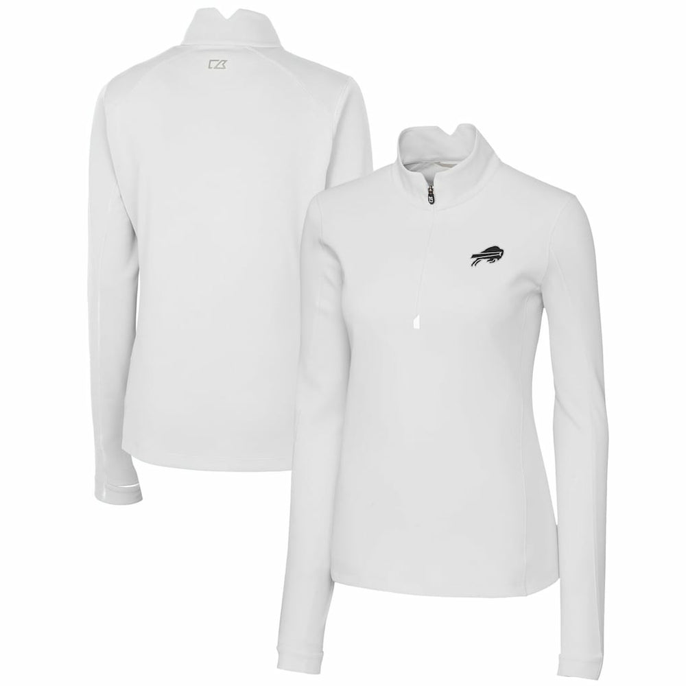 Buffalo Bills Cutter & Buck Women's Traverse Stretch DryTec Quarter-Zip Top White - NFL