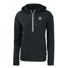 Green Bay Packers Cutter & Buck Women's Daybreak Eco Recycled Half-Zip Hoodie Black - NFL