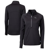 Denver Broncos Cutter & Buck Women's Adapt Eco Knit Stretch Recycled Raglan Half-Zip Top Black - NFL