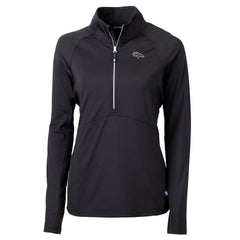 Denver Broncos Cutter & Buck Women's Adapt Eco Knit Stretch Recycled Raglan Half-Zip Top Black - NFL