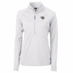 Jacksonville Jaguars Cutter & Buck Women's Adapt Eco Knit Stretch Recycled Raglan Half-Zip Top White - NFL