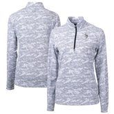 Minnesota Vikings Cutter & Buck Women's Traverse Camo Print Stretch Tri-Blend Quarter-Zip Top Gray - NFL