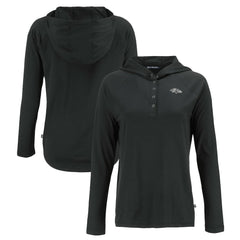 Baltimore Ravens Cutter & Buck Women's Coastline Epic Comfort Eco Recycled Long Sleeve Hoodie T-Shirt Black - NFL