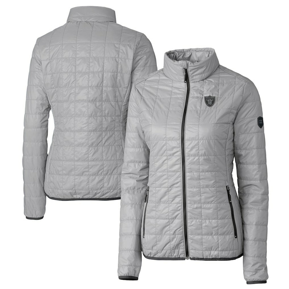 Las Vegas Raiders Cutter & Buck Women's Rainier PrimaLoft Eco Insulated Full-Zip Puffer Jacket Gray - NFL