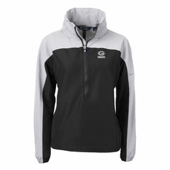 Green Bay Packers Cutter & Buck Women's Charter Eco Recycled Half-Zip Hoodie Anorak Jacket Black/Gray - NFL