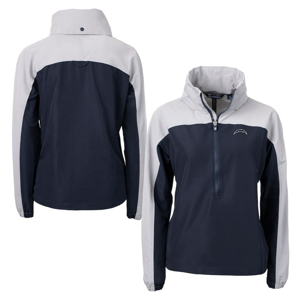 Los Angeles Chargers Cutter & Buck Women's Charter Eco Recycled Half-Zip Hoodie Anorak Jacket Navy/Gray - NFL
