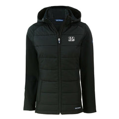 Cincinnati Bengals Cutter & Buck Women's Evoke Hybrid Eco Softshell Recycled Full-Zip Hoodie Jacket Black - NFL