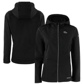 Denver Broncos Cutter & Buck Women's Evoke Eco Softshell Recycled Full-Zip Hoodie Jacket Black - NFL