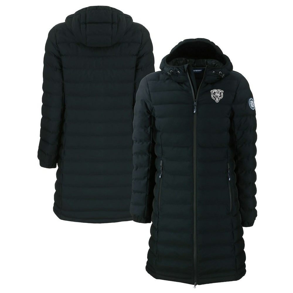 Chicago Bears Cutter & Buck Women's Mission Ridge Repreve Eco Insulated Full-Zip Hoodie Long Puffer Jacket Black - NFL